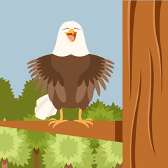 Happy Eagle on the Tree flat Background