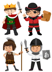 Four boys dressed in different characters