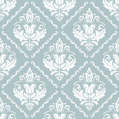 Fototapeta na wymiar Seamless oriental pattern in the style of baroque. Traditional classic ornament. Blue and white pattern