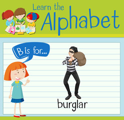 Flashcard letter B is for burglar