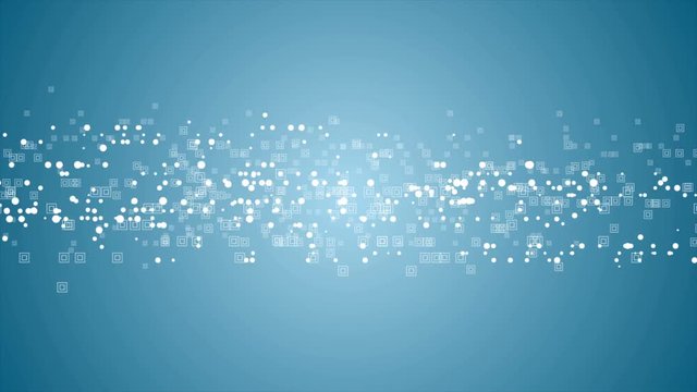 Abstract blue moving geometric square and circle particles. Technology video animation Ultra HD 4K 3840x2160