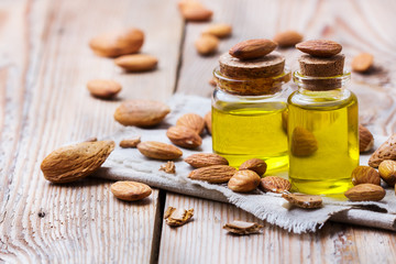 Natural sweet almond essential oil for beauty and spa