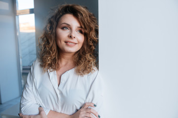 Woman in shirt looking away