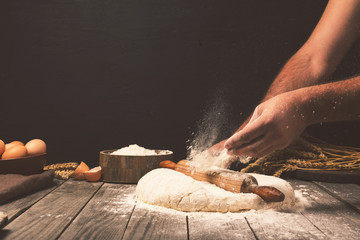 Man preparing bread dough