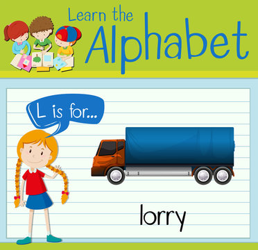 Flashcard letter L is for lorry