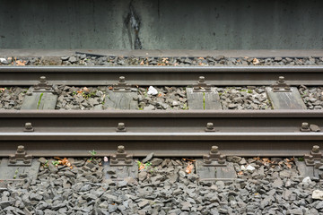 Closeup Detail Rail Subway Public Tranportation Tracks Metal Gra
