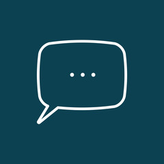 thin line speech, bubble, dialog box icon on blue background