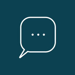 thin line speech, bubble, dialog box icon on blue background