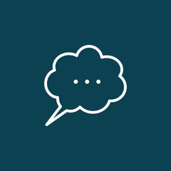thin line speech, bubble, dialog box icon on blue background