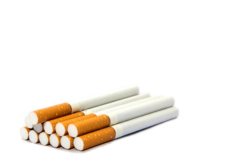 Cigarette on white isolated background