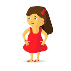 Girl in red dress illustration