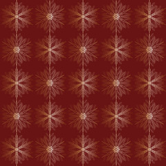 Naklejka na ściany i meble Geometric snowflakes on a red background