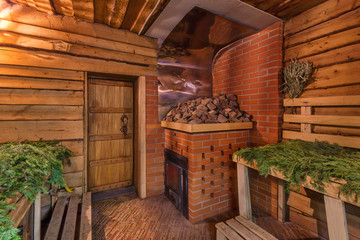 The wood-burning sauna - banya - obrazy, fototapety, plakaty