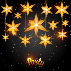 Celebration party background with starsornament. Greeting, invitation card or flyer