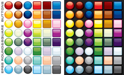 Set of Multicolored Blank Buttons. Vector Icons