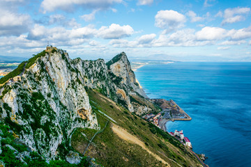 Aerial view of the upper rock on gibraltar. - obrazy, fototapety, plakaty