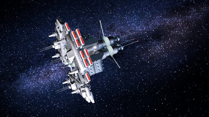 Raumschiff vor einem Sternenhimmel © pgottschalk