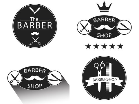 Set of vintage barber shop logo