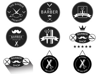 Naklejka premium Zestaw vintage logo fryzjera