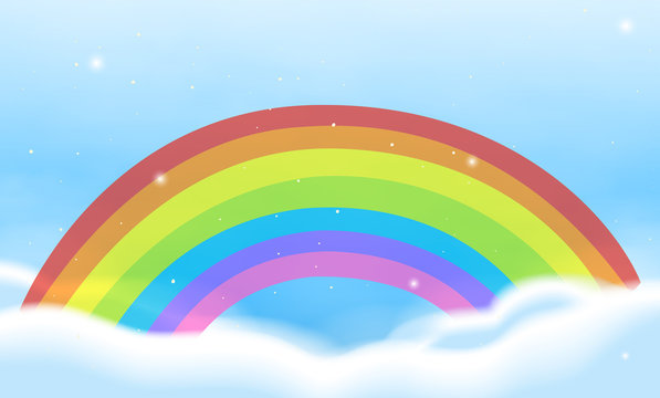 Sky scene with bright rainbow