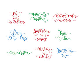 Vector set of handdrawn Christmas lettering.