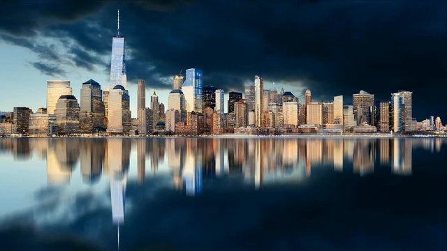 New York, Manhattan at sunrise, Time lapse