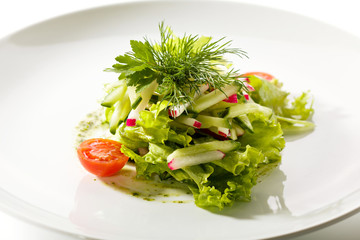 Fresh Vegetables Salad with Pesto Sauce