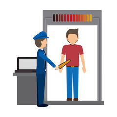 Passenger and security checkpoint icon. Airport travel trip and tourism theme. Isolated design. Vector illustration