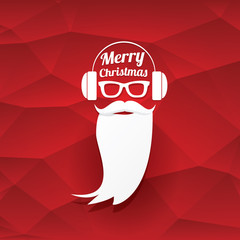 vector Christmas hipster santa claus greeting card