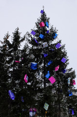 Christmas tree with gifts and garland