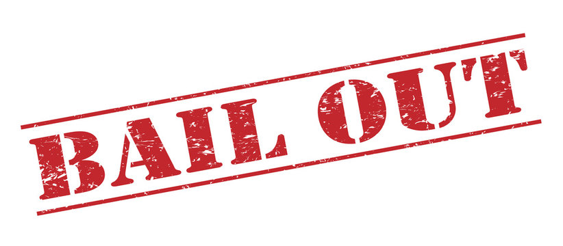 bail out red stamp on white background