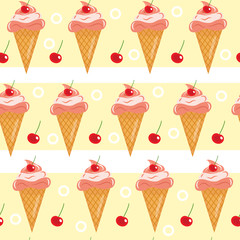 Sweet ice cream seamless pattern. Ice-Cream endless background, texture, wallpaper. Vector illustration, clip art
