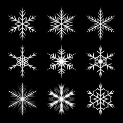 snowflake set vector silhouette symbol icon design.