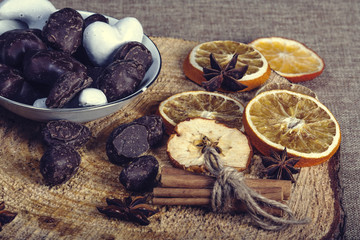 Christmas gingerbread cookies with chocolate