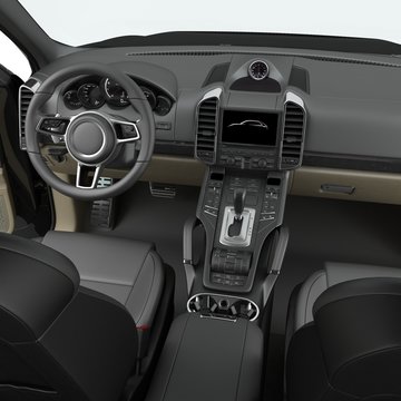Luxury SUV interior isolated on white. 3D illustration