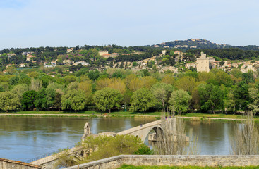 Pont Saint-Benezet on the Rhone River in Avignon, France.