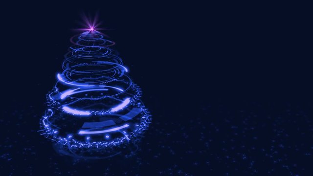 Hi-tech Blue Christmas Tree Backdrop. Seamless Loop Abstract Animation.