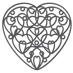Decorative wrought iron heart. Valentine's day card art. Vector illustration.