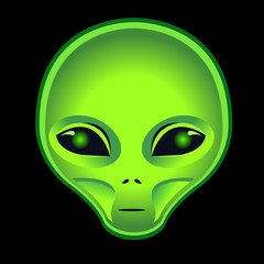 vector alien green head on black background