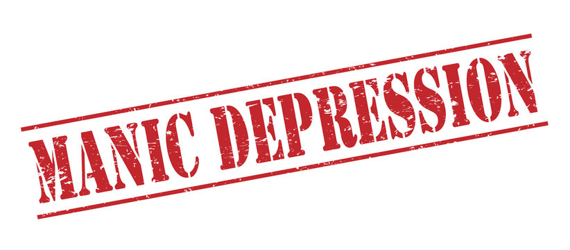 manic depression red stamp on white background