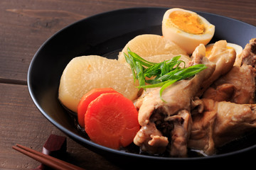 Japanese food, boiled and seasoned japanese white radish