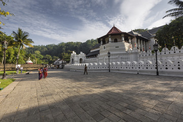 Temple Of The Sacred Tooth Relic, located in the Royal Palace Complex Of The Former Kingdom Of Kandy, Sri Lank - obrazy, fototapety, plakaty