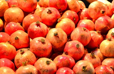 Pomegranates in a market