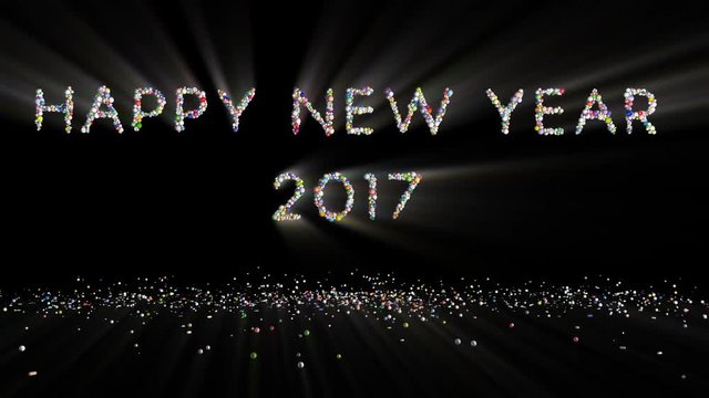 Happy New Year 2017, holiday element against black, light rays