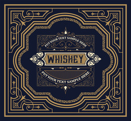 Old  label design for Whiskey and Wine label, Restaurant banner,