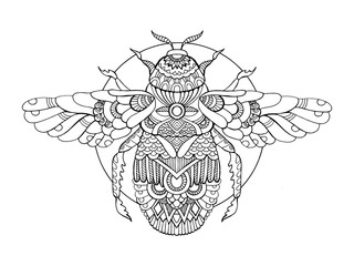 Bumblebee coloring book for adults vector