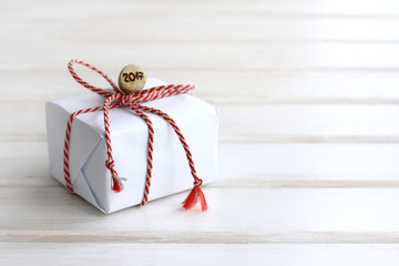 Happy New Year/ Wine cork with the number 2017 is on holiday gifts 