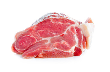Meat, pork, slices pork on white background