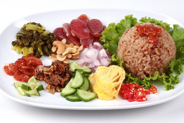 Fried jasmine rice with shrimp paste, Kao Klok Kapi -Thai.