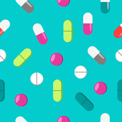 Бесшовный паттерн с таблетками. Вектор